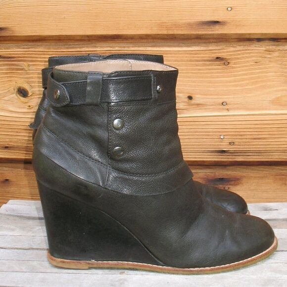Sigerson Morrison Belle Black Wedge Ankle Boots - Picture 1 of 7